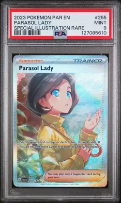 2023 POKEMON PARADOX RIFT PARASOL LADY SPECIAL ILLUSTRATION RARE 255/182 PSA 9 - Image 1