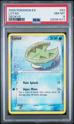 2005 POKEMON EX DEOXYS #63 LOTAD PSA 8 - Image 1