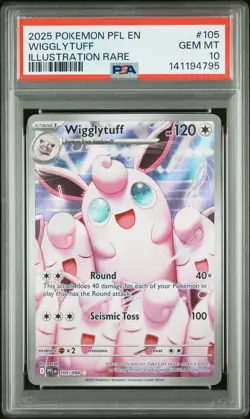 2025 POKEMON PFL EN-PHANTASMAL FLAMES ILLUSTRATION RARE #105 WIGGLYTUFF PSA 10 - Image 1