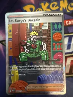 Pokemon Lt. Surge's Bargain 185/132 Special Illustration Rare Mega Evolution SIR - Image 1