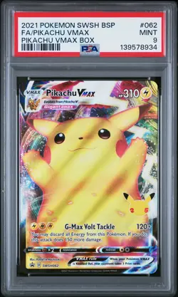 2021 POKEMON SWSH BLACK STAR PROMO PIKACHU VMAX BOX FULL ART/PIKACHU VMAX PSA 9 - Image 1