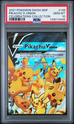 2021 POKEMON SWSH BLACK STAR PROMO CELEBRATIONS COLL #139 PIKACHU V-UNION PSA 10 - Image 1