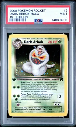 2000 POKEMON ROCKET 1ST EDITION #2 DARK ARBOK-HOLO PSA 9 - Image 1