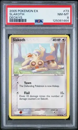 2005 POKEMON EX DEOXYS #73 SLAKOTH PSA 8 - Image 1
