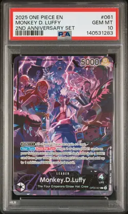 2025 ONE PIECE ENGLISH VERSION 2ND ANV SET #061 MONKEY D. LUFFY PSA 10 - Image 1