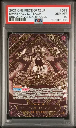 2025 ONE PIECE JPN OP12-LEGACY OF THE MASTER #093 MARSHALL D. TEACH PSA 10 - Image 1
