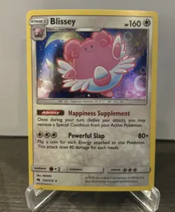 Pokemon TCG Blissey Sun & Moon Lost Thunder 153/214 Cosmos Holo Rare - Image 1