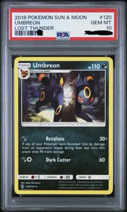 2018 POKEMON SUN & MOON LOST THUNDER #120 /214 UMBREON PSA 10 Low POP - Image 1