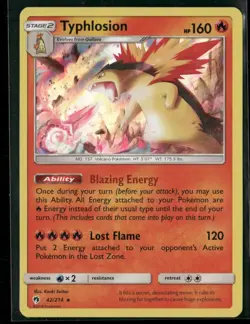 Typhlosion #42/214 Sun & Moon - Lost Thunder 2018 Cosmos Holo Rare TCG NM/LP - Image 1
