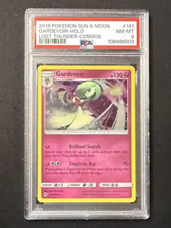 Gardevoir - 141/214 - Lost Thunder - Pokemon PSA 8 NM-MT! Cosmos Holo Rare - Image 1