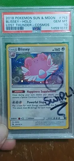 2018 Pokemon Psa 10 Sun And Moon Blissey Holo Lost Thunder Cosmos - Image 1