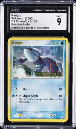2005 POKEMON EX EMERALD - REVERSE HOLO #6/106 KYOGRE CGC 9 - Image 1
