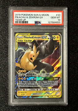 PSA 10 💎 PIKACHU & ZEKROM GX #33 - TAG TEAM - 2019 POKEMON TEAM UP SUN & MOON - Image 1