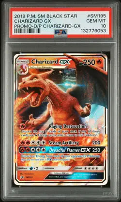 2019 POKEMON SM BLACK STAR PROMO #SM195 CHARIZARD GX PSA 10 - Image 1