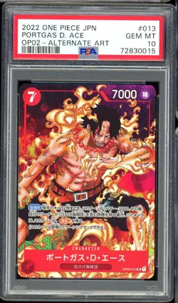 2022 Japanese One Piece Paramount War Ace OP02-013 SR Alt Art PSA 10 Gem Mint - Image 1