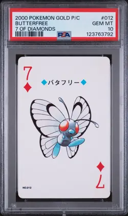 2000 POKEMON GOLD VERSION PLAYING CARDS 7 OF DIAMONDS #012 BUTTERFREE PSA 10 - Image 1