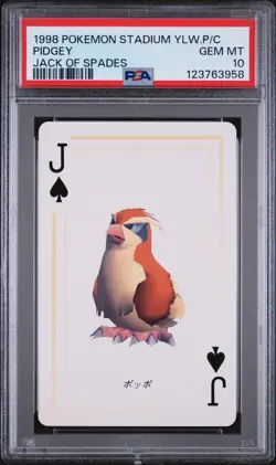 1998 POKEMON STADIUM YELLOW VERSION PLAYING CARDS JACK OF SPADES PIDGEY PSA 10 - Image 1