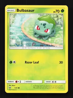 Bulbasaur 1/73 LP Shining Legends English Pokemon Card TCG - Image 1