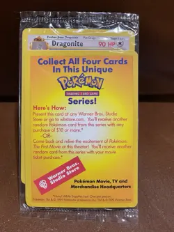 Dragonite 1999 Pokemon The First Movie Promo Card WB Gold Stamp New/Sealed - Image 1