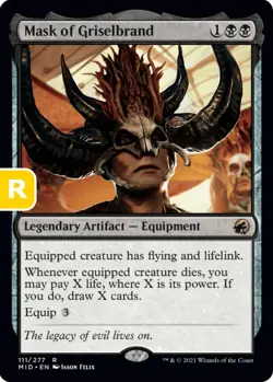 MTG Mask of Griselbrand Midnight Hunt Rare Legendary Artifact Equipment NM - Image 1