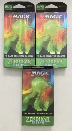 NEW SEALED 3x Zendikar Rising Collector Booster Pack MTG Magic the Gathering - Image 1