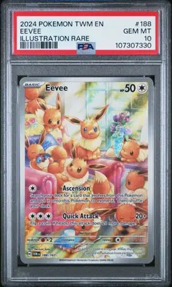2024 POKEMON TWM EN-TWILIGHT MASQUERADE ILLUSTRATION RARE #188 EEVEE PSA 10 - Image 1