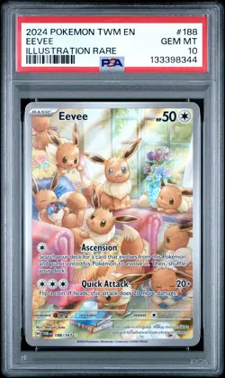 2024 POKEMON TWM EN-TWILIGHT MASQUERADE ILLUSTRATION RARE #188 EEVEE PSA 10 - Image 1