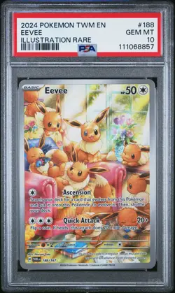 2024 POKEMON TWM EN-TWILIGHT MASQUERADE ILLUSTRATION RARE #188 EEVEE PSA 10 - Image 1