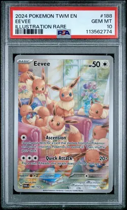 2024 POKEMON TWM EN-TWILIGHT MASQUERADE ILLUSTRATION RARE #188 EEVEE PSA 10 - Image 1