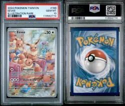 2024 POKEMON TWM EN-TWILIGHT MASQUERADE ILLUSTRATION RARE #188 EEVEE PSA 10 - Image 3