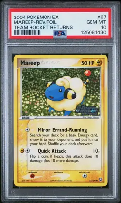 2004 POKEMON EX TEAM ROCKET RETURNS #67 MAREEP-REVERSE FOIL PSA 10 - Image 1
