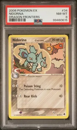 2006 POKEMON EX DRAGON FRONTIERS #34 NIDORINA PSA 8 - Image 1
