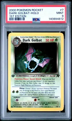 2000 POKEMON ROCKET 1ST EDITION #7 DARK GOLBAT-HOLO PSA 9 - Image 1
