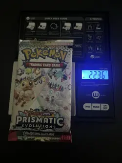 22.36 VERY HEAVY Prismatic Evolutions Pokemon Sealed Booster Pack New - Image 1