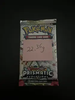 22.36 VERY HEAVY Prismatic Evolutions Pokemon Sealed Booster Pack New - Image 2