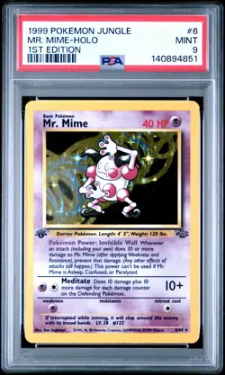 1999 POKEMON JUNGLE 1ST EDITION #6 MR. MIME-HOLO PSA 9 - Image 1