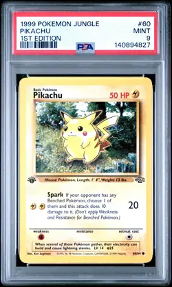 1999 POKEMON JUNGLE 1ST EDITION #60 PIKACHU PSA 9 - Image 1