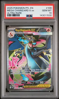 2025 POKEMON PFL EN-PHANTASMAL FLAMES ULTRA RARE #109 MEGA CHARIZARD X EX PSA 10 - Image 1