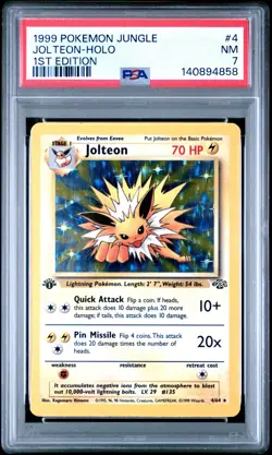1999 POKEMON JUNGLE 1ST EDITION #4 JOLTEON-HOLO PSA 7 - Image 1