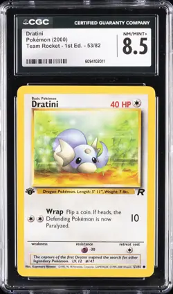 1999 POKEMON TEAM ROCKET 1ST EDITION #53 DRATINI CGC 8.5 - Image 1