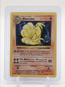 NINETALES 1999 POKEMON SHADOWLESS BASE SET HOLO RARE 12/102 Q3626 - Image 1