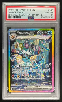 2025 Pokemon Prismatic Evolutions Vaporeon ex #149/131 PSA 10 - Image 1
