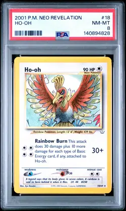 2001 POKEMON NEO REVELATION #18 HO-OH PSA 8 - Image 1