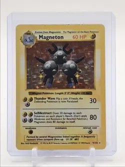 MAGNETON 1999 POKEMON SHADOWLESS BASE SET HOLO RARE 9/102 Q3626 - Image 1