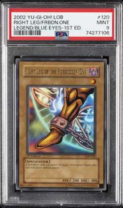 2002 YU-GI-OH! LOB 1ST EDITION #120 RIGHT LEG OF THE FORBIDDEN ONE PSA 9 - Image 1