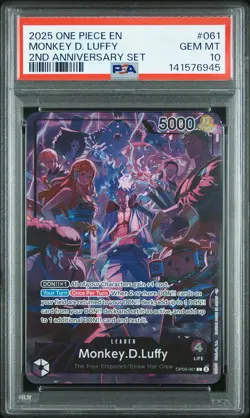 2025 ONE PIECE ENGLISH VERSION 2ND ANV SET #061 MONKEY D. LUFFY PSA 10 - Image 1