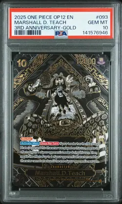 2025 ONE PIECE OP12-LEGACY OF THE MASTER 3RD ANV-GOLD MARSHALL D. TEACH PSA 10 - Image 1