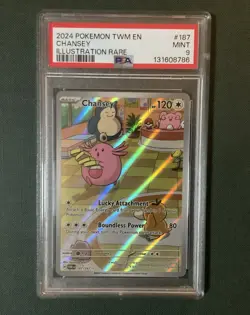 PSA 9 MINT Chansey Twilight Masquerade Illustration Rare Holo Pokemon 187/167 - Image 1