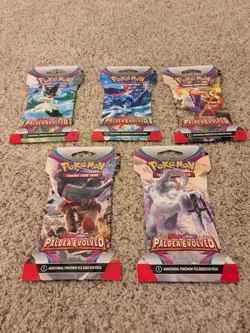 5x Pokemon TCG Paldea Evolved Sleeved Booster Packs - Complete Art Set! - Image 1