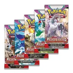 5 x Paldea Evolved Scarlet & Violet POKEMON TCG Booster Packs Art Set Unweighed - Image 1